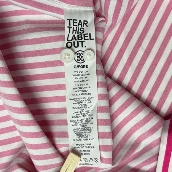 G/Fore Long Sleeve Button Down Dress Shirt Mens L Pink White Striped MSRP $185 - Picture 8 of 9